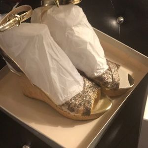 Marc Fisher Platform / Wedge Sandals Gold